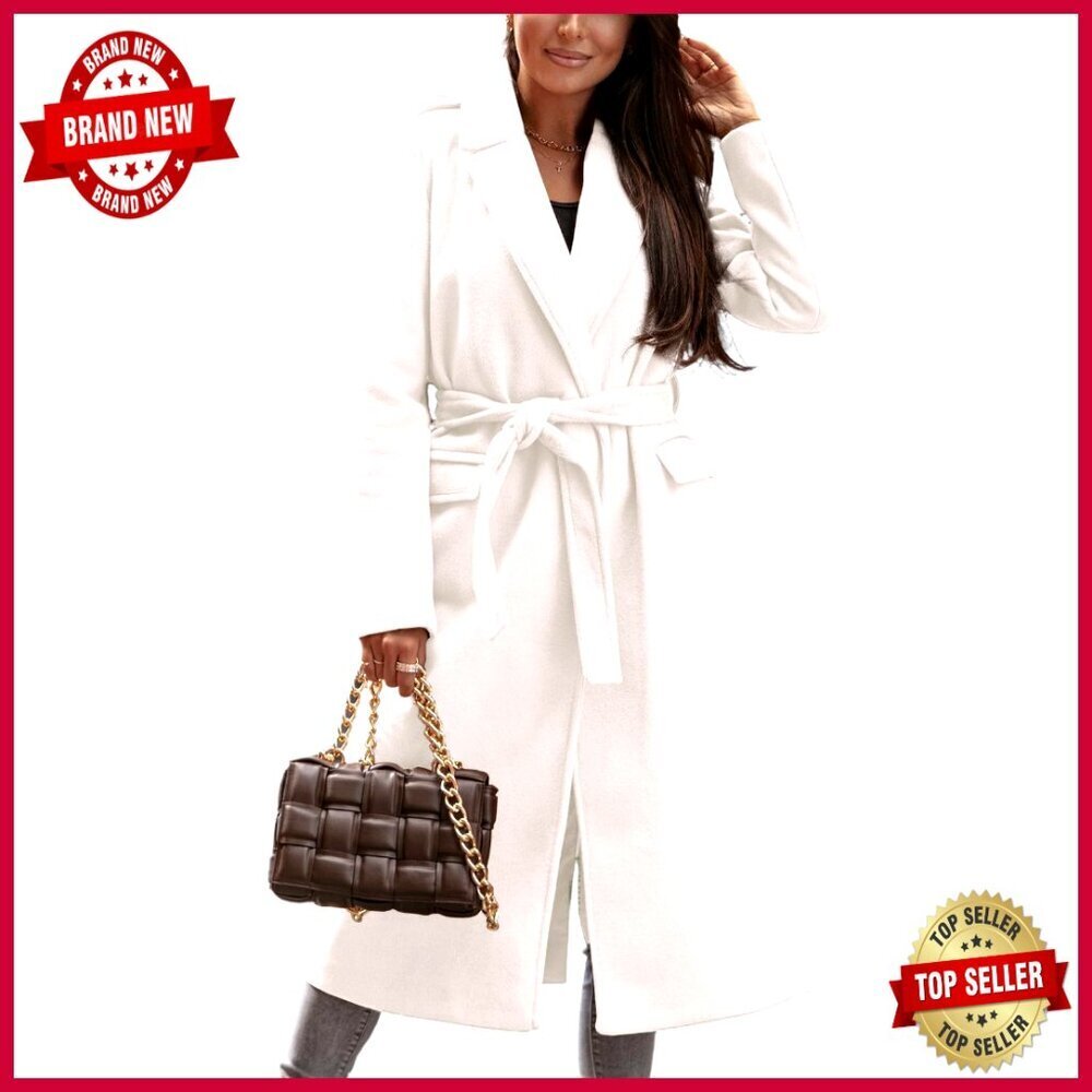 Long Wool Peacoat Trench Coat with Removable Belt Knee Length Winter Coat